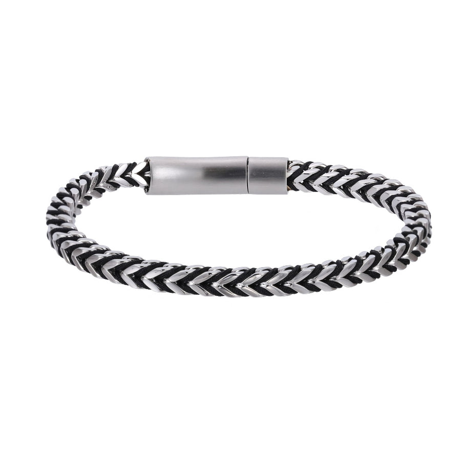 MBSS258 STAINLESS STEEL CHAIN BRACELET WITH ROPE