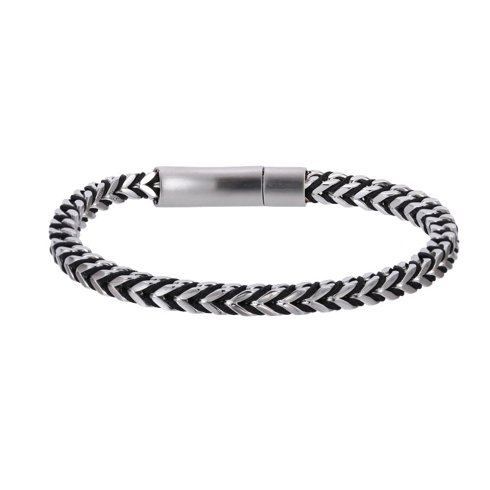 MBSS258 STAINLESS STEEL CHAIN BRACELET WITH ROPE
