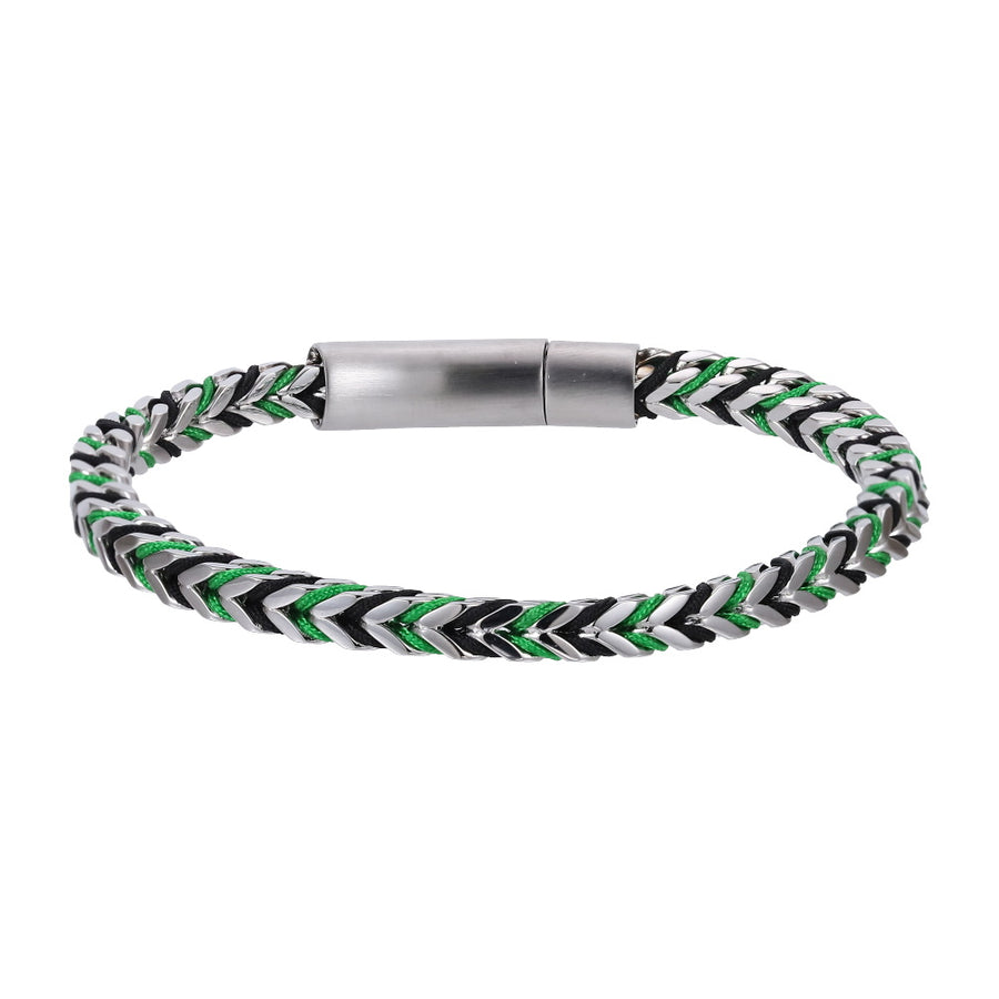 MBSS258 STAINLESS STEEL CHAIN BRACELET WITH ROPE