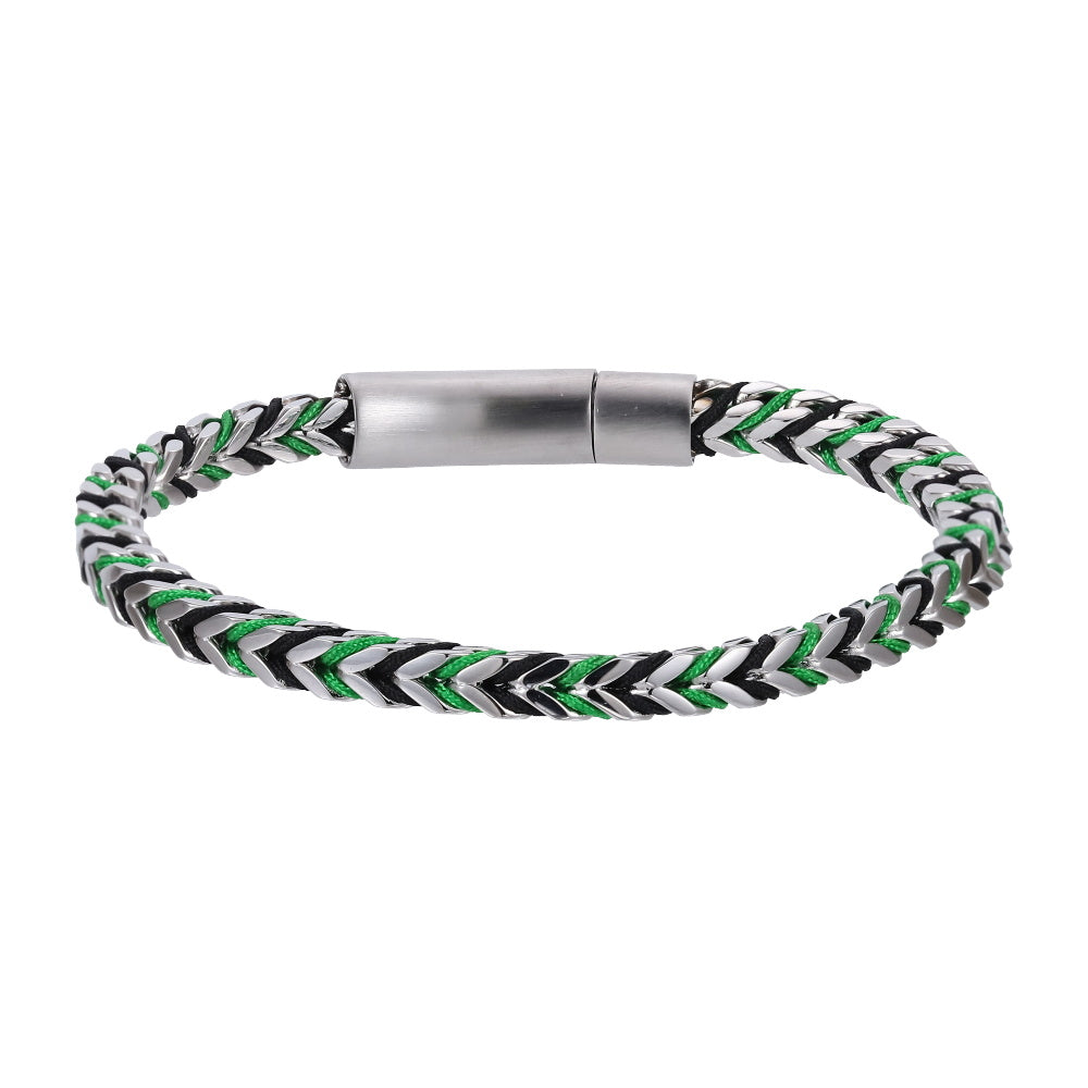 MBSS258 STAINLESS STEEL CHAIN BRACELET WITH ROPE