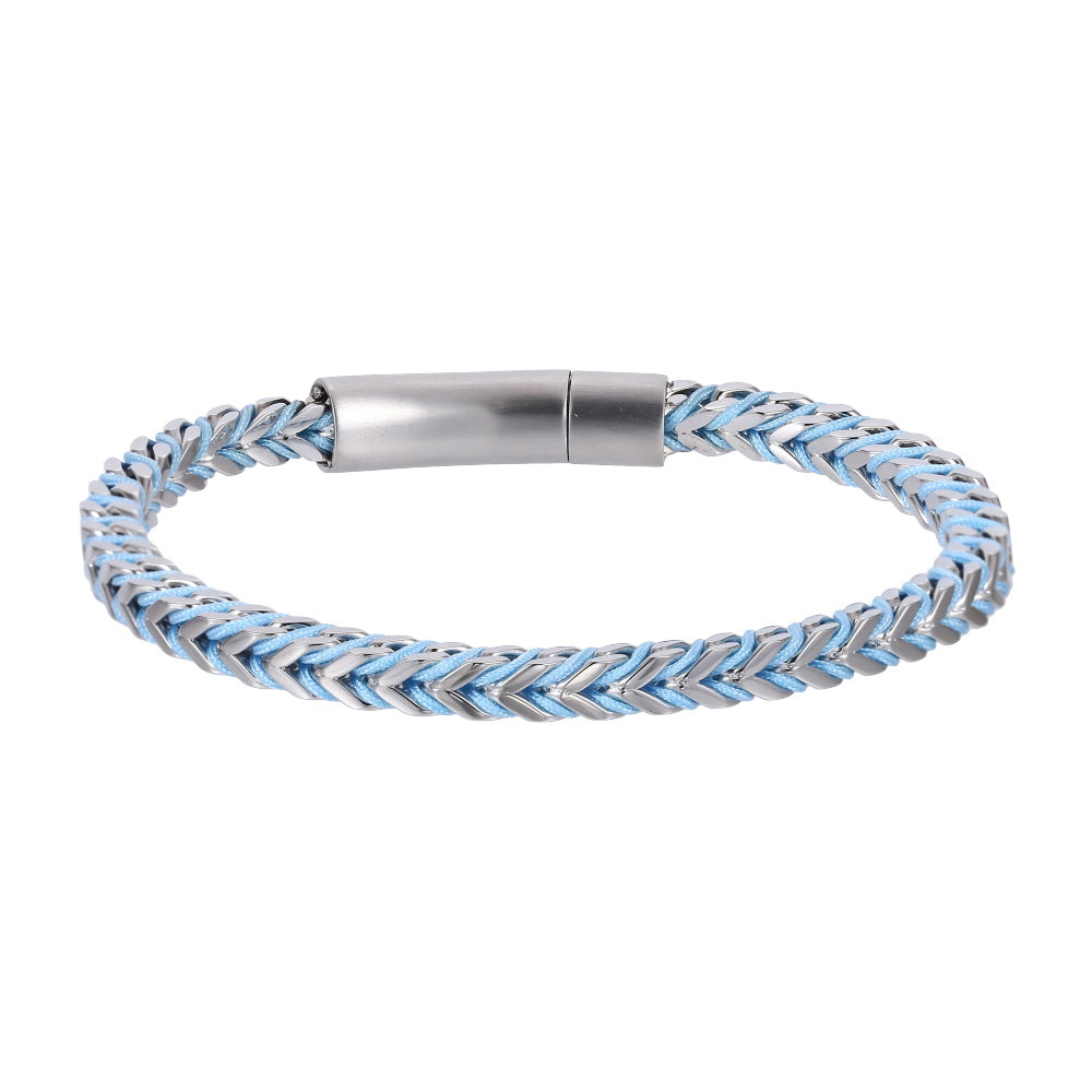 MBSS258 STAINLESS STEEL CHAIN BRACELET WITH ROPE