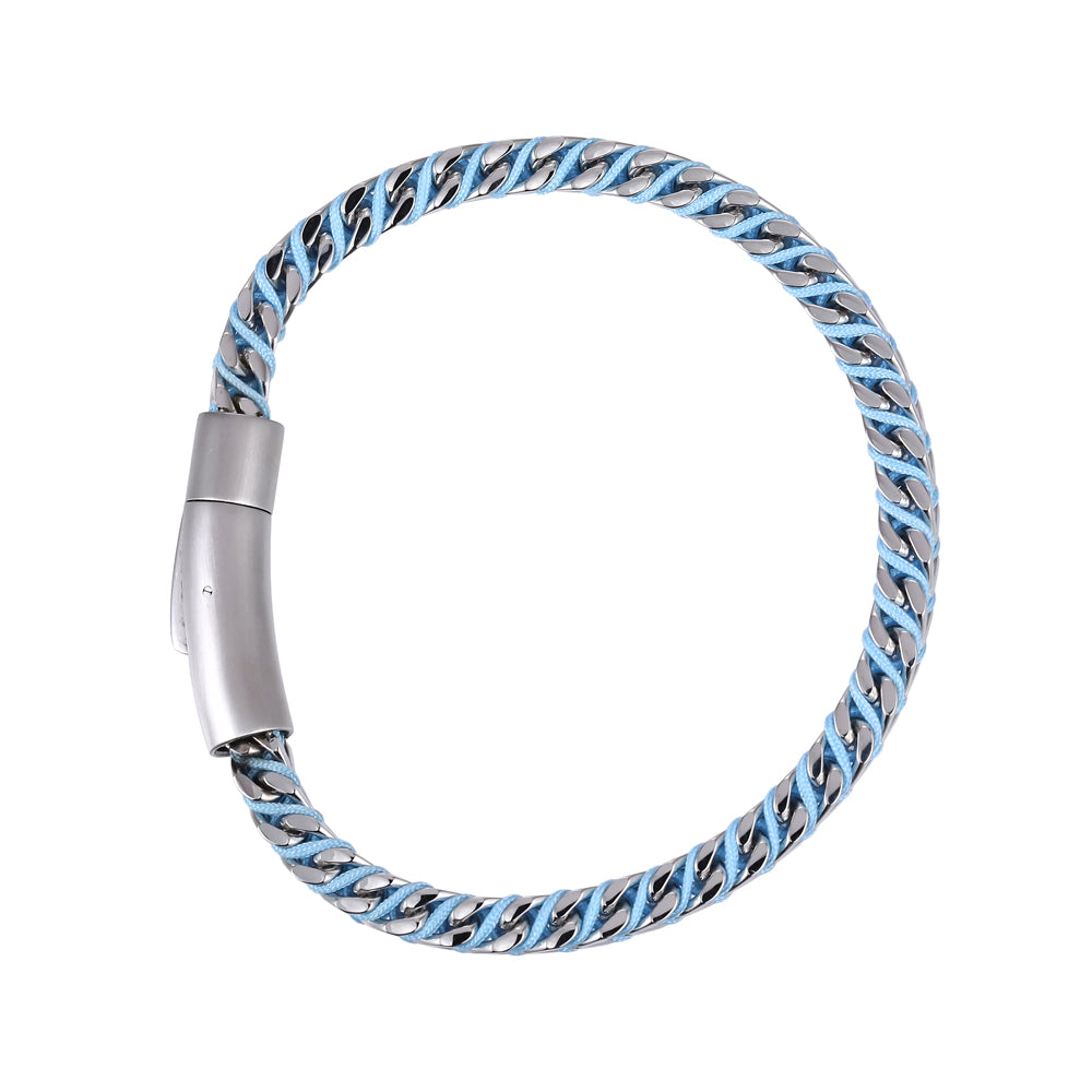MBSS258 STAINLESS STEEL CHAIN BRACELET WITH ROPE