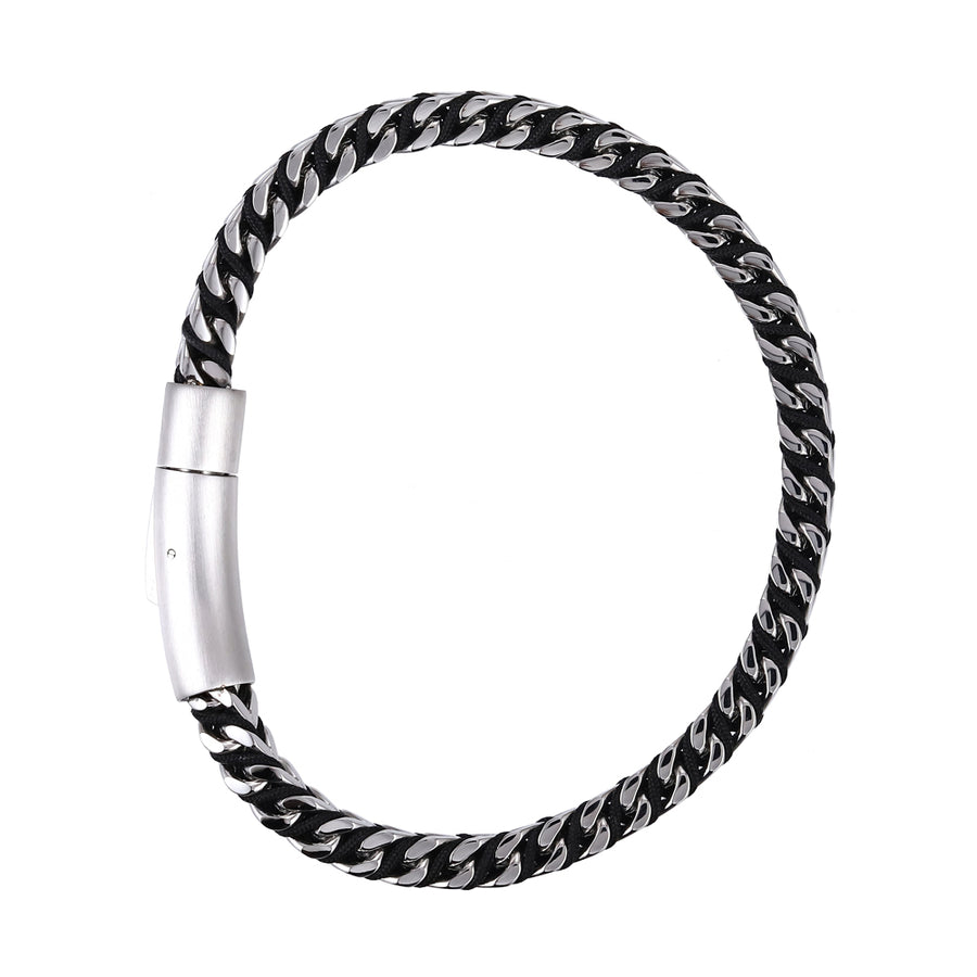 MBSS258 STAINLESS STEEL CHAIN BRACELET WITH ROPE