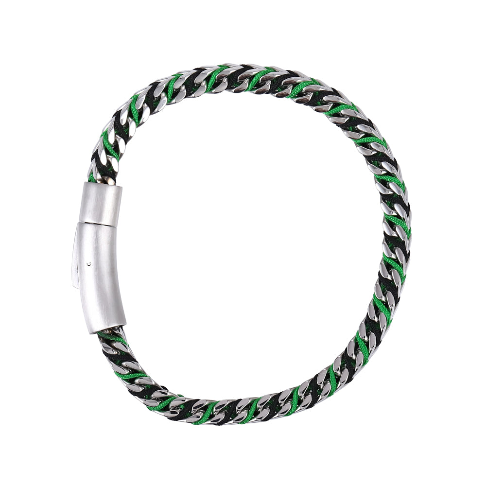 MBSS258 STAINLESS STEEL CHAIN BRACELET WITH ROPE