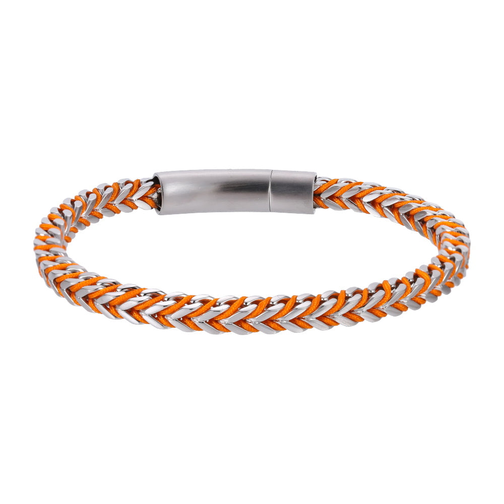 MBSS258 STAINLESS STEEL CHAIN BRACELET WITH ROPE
