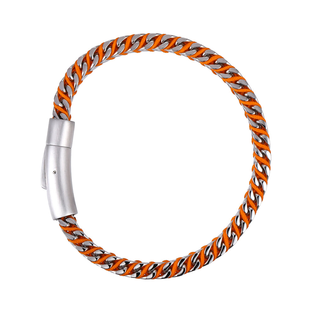 MBSS258 STAINLESS STEEL CHAIN BRACELET WITH ROPE