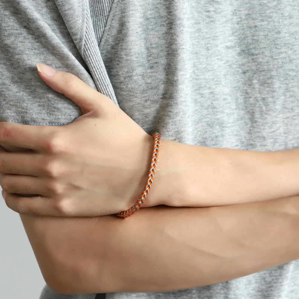 MBSS258 STAINLESS STEEL CHAIN BRACELET WITH ROPE