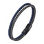 MBSS259 STAINLESS STEEL & SLIM BRAIDED LEATHER BRACELET