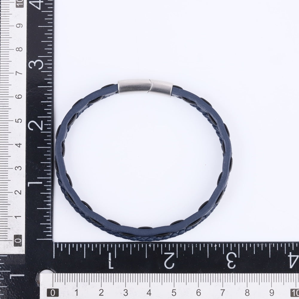 MBSS260 STAINLESS STEEL BRAIDED LEATHER BRACELET