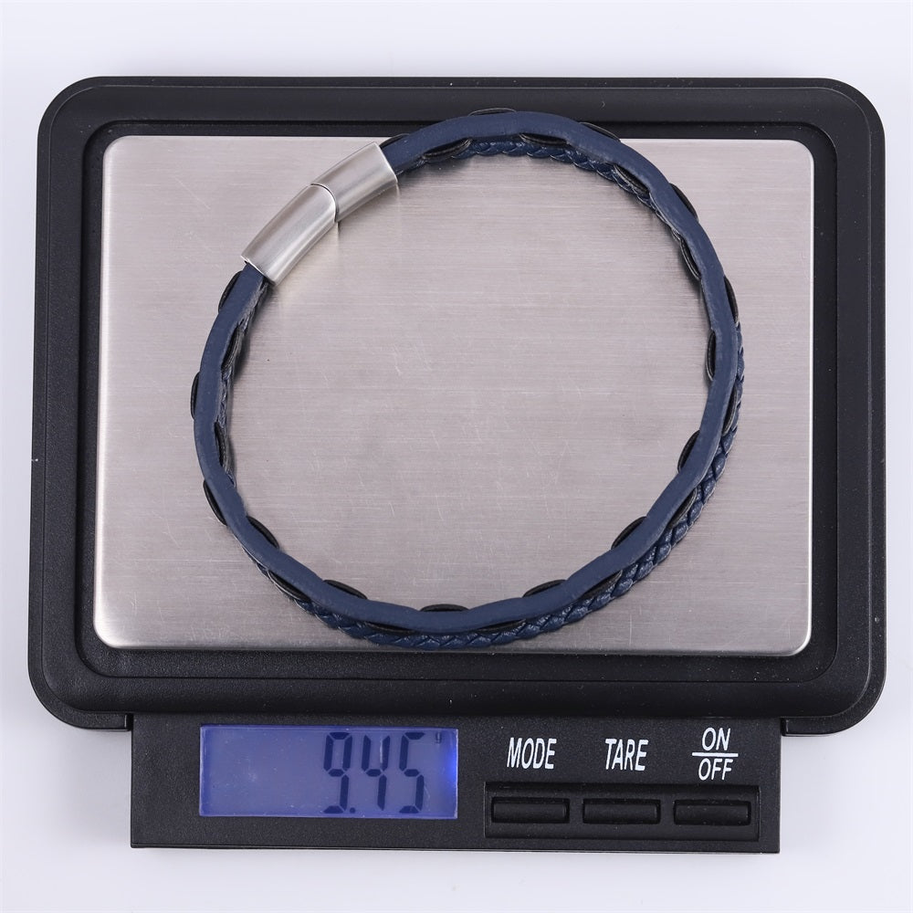 MBSS260 STAINLESS STEEL BRAIDED LEATHER BRACELET