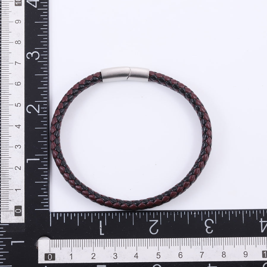 MBSS269 STAINLESS STEEL BRAIDED LEATHER BRACELET