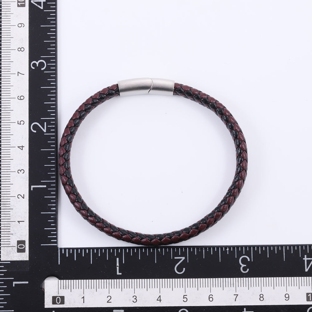 MBSS269 STAINLESS STEEL BRAIDED LEATHER BRACELET