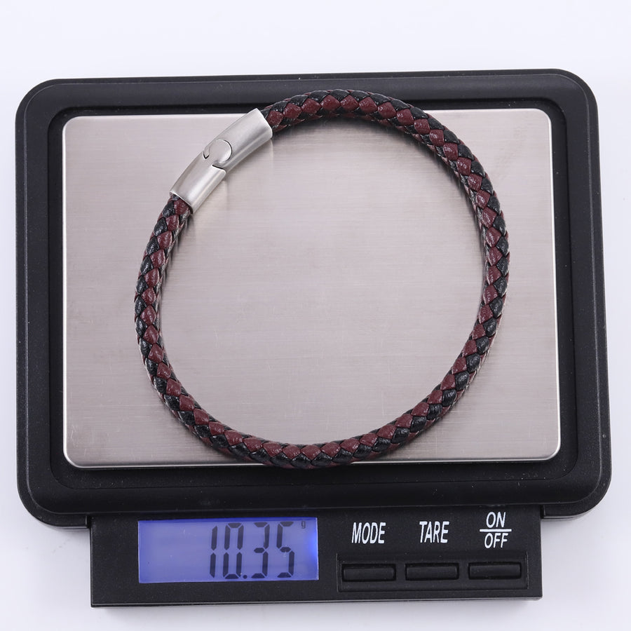 MBSS269 STAINLESS STEEL BRAIDED LEATHER BRACELET