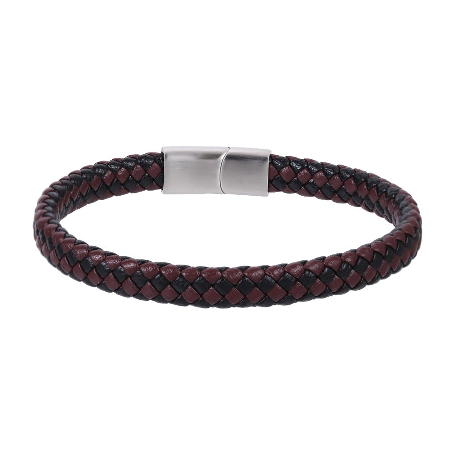 MBSS269 STAINLESS STEEL BRAIDED LEATHER BRACELET