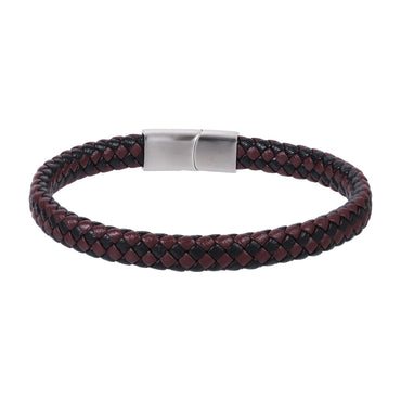 MBSS269 STAINLESS STEEL BRAIDED LEATHER BRACELET