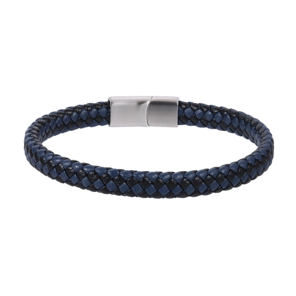 MBSS269 STAINLESS STEEL BRAIDED LEATHER BRACELET