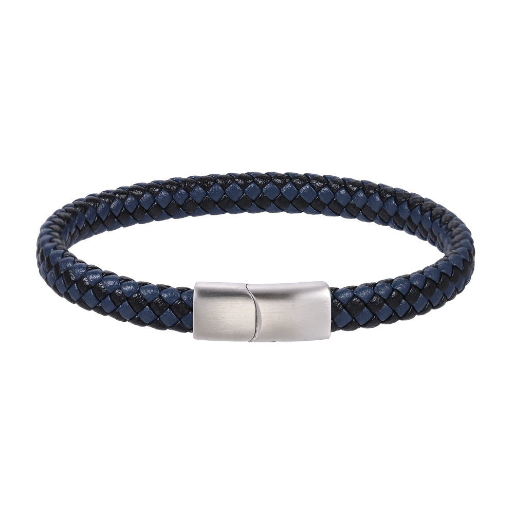 MBSS269 STAINLESS STEEL BRAIDED LEATHER BRACELET
