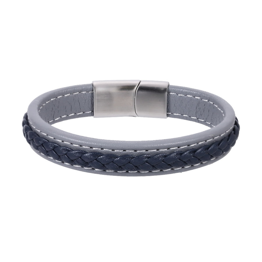 MBSS270 STAINLESS STEEL LEATHER BRACELET