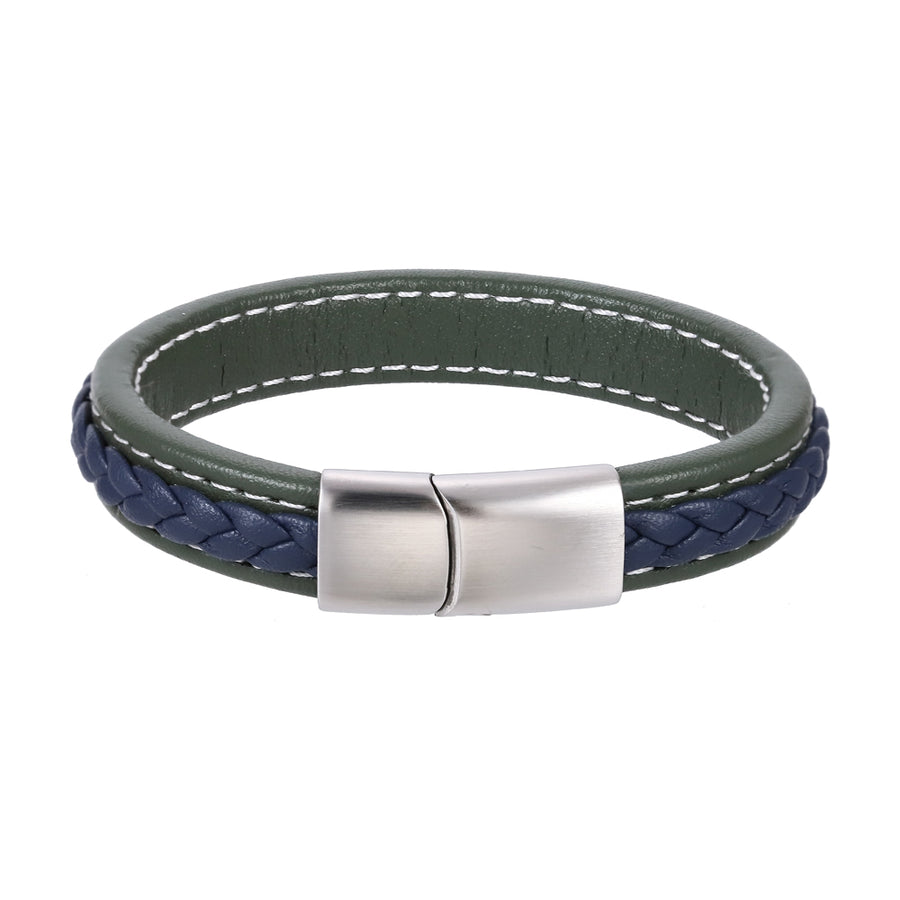 MBSS270 STAINLESS STEEL LEATHER BRACELET