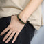 MBSS271 STAINLESS STEEL LEATHER BRACELET WITH PATTERN