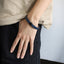MBSS271 STAINLESS STEEL LEATHER BRACELET WITH PATTERN