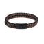MBSS272 STAINLESS STEEL DOUBLE BRAIDED LEATHER BRACELET