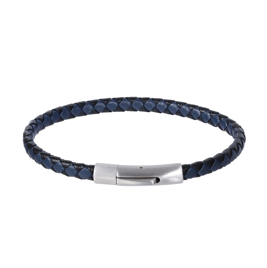 MBSS273 STAINLESS STEEL BRAIDED LEATHER BRACELET