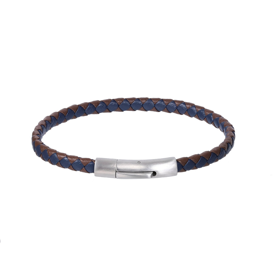 MBSS273 STAINLESS STEEL BRAIDED LEATHER BRACELET