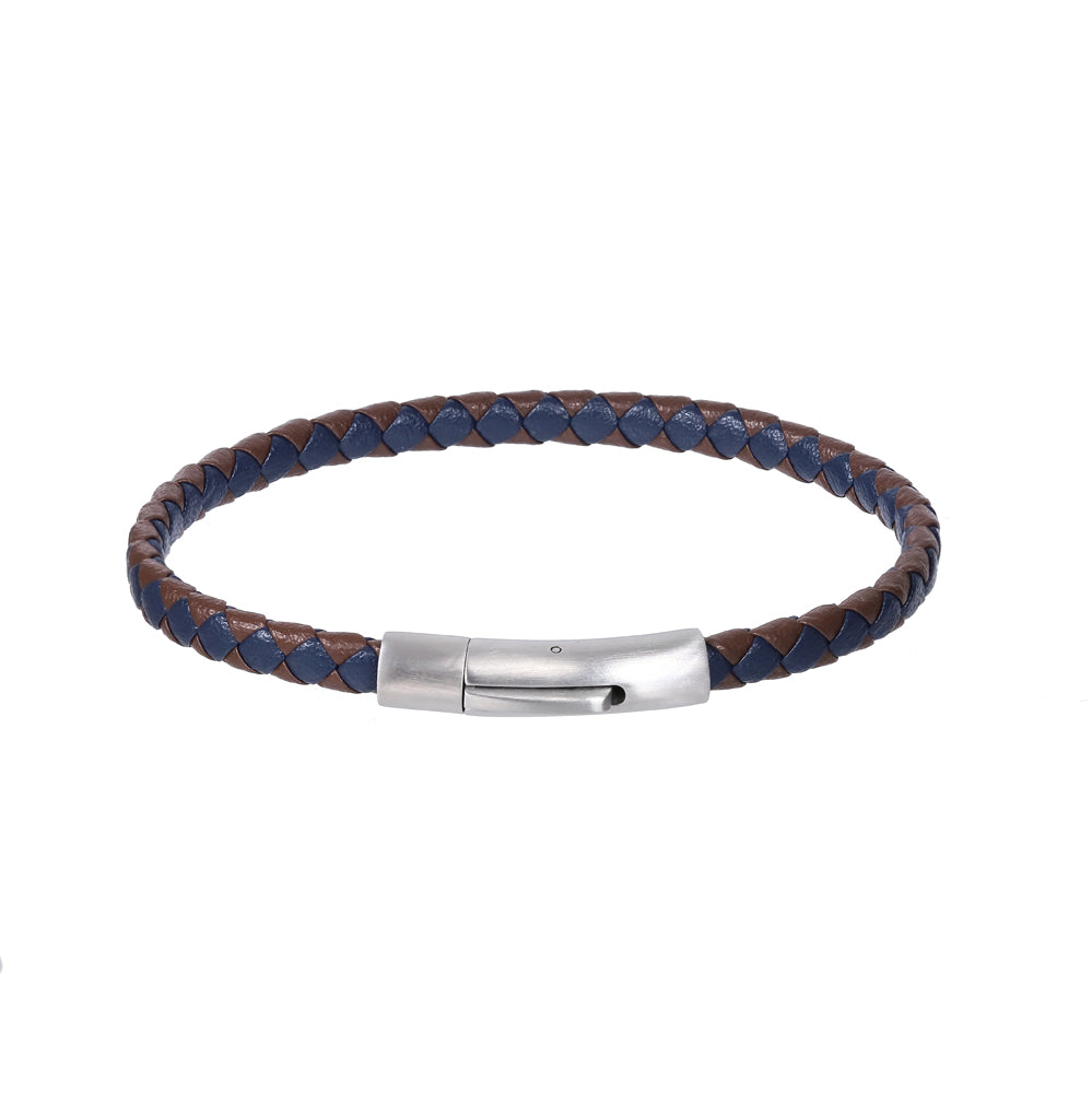 MBSS273 STAINLESS STEEL BRAIDED LEATHER BRACELET