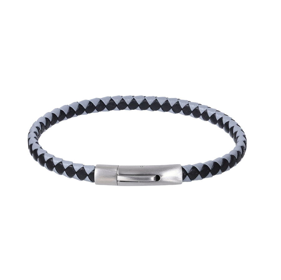 MBSS273 STAINLESS STEEL BRAIDED LEATHER BRACELET