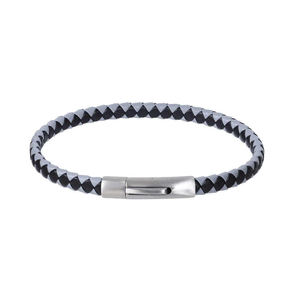 MBSS273 STAINLESS STEEL BRAIDED LEATHER BRACELET