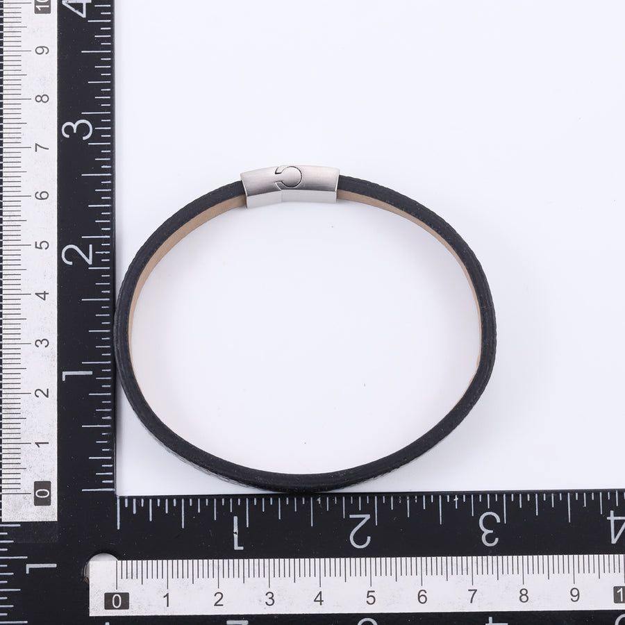 MBSS274 STAINLESS STEEL & PATTERN LEATHER BRACELET
