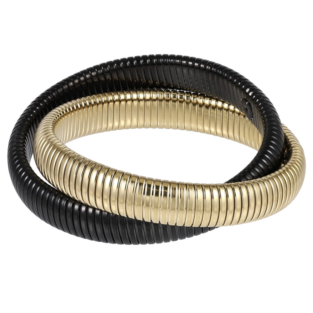 MBSS235 STAINLESS STEEL DOUBLE ELASTIC SNAKE CHAIN BRACELET