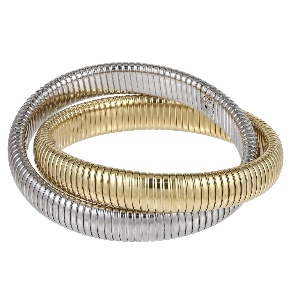 MBSS235 STAINLESS STEEL DOUBLE ELASTIC SNAKE CHAIN BRACELET