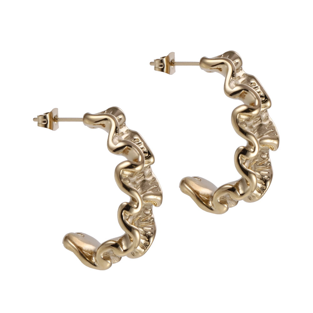 MESS101 STAINLESS STEEL CRINKLE STUD EARRING