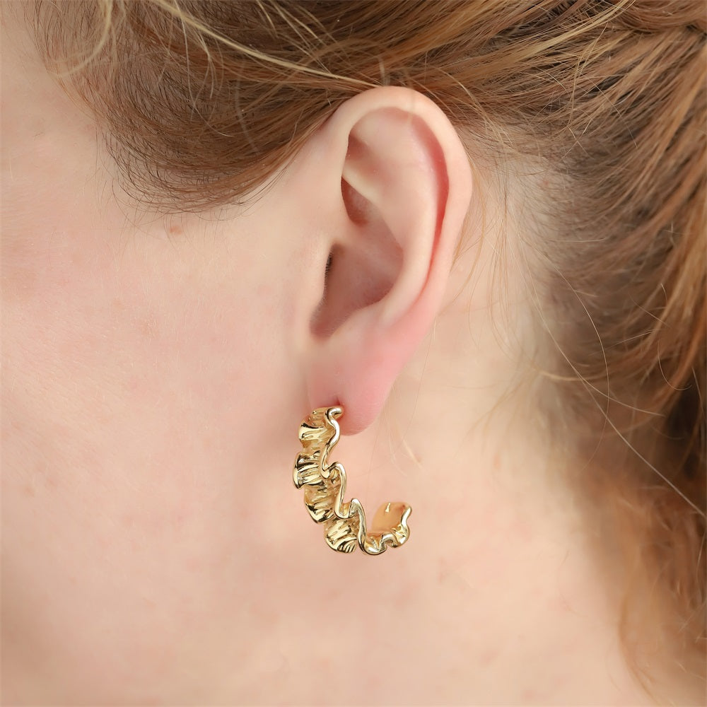 MESS101 STAINLESS STEEL CRINKLE STUD EARRING