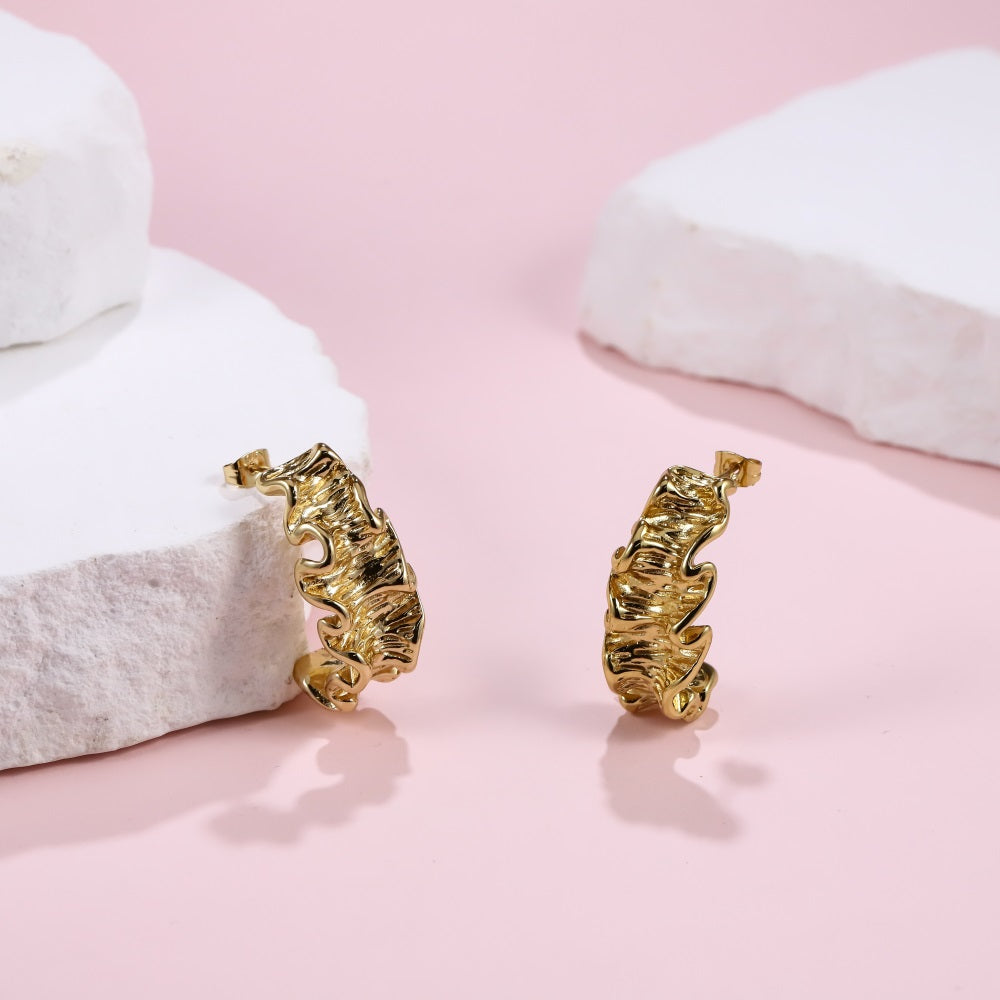 MESS101 STAINLESS STEEL CRINKLE STUD EARRING