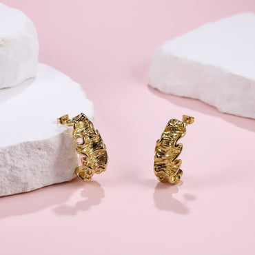 MESS101 STAINLESS STEEL CRINKLE STUD EARRING