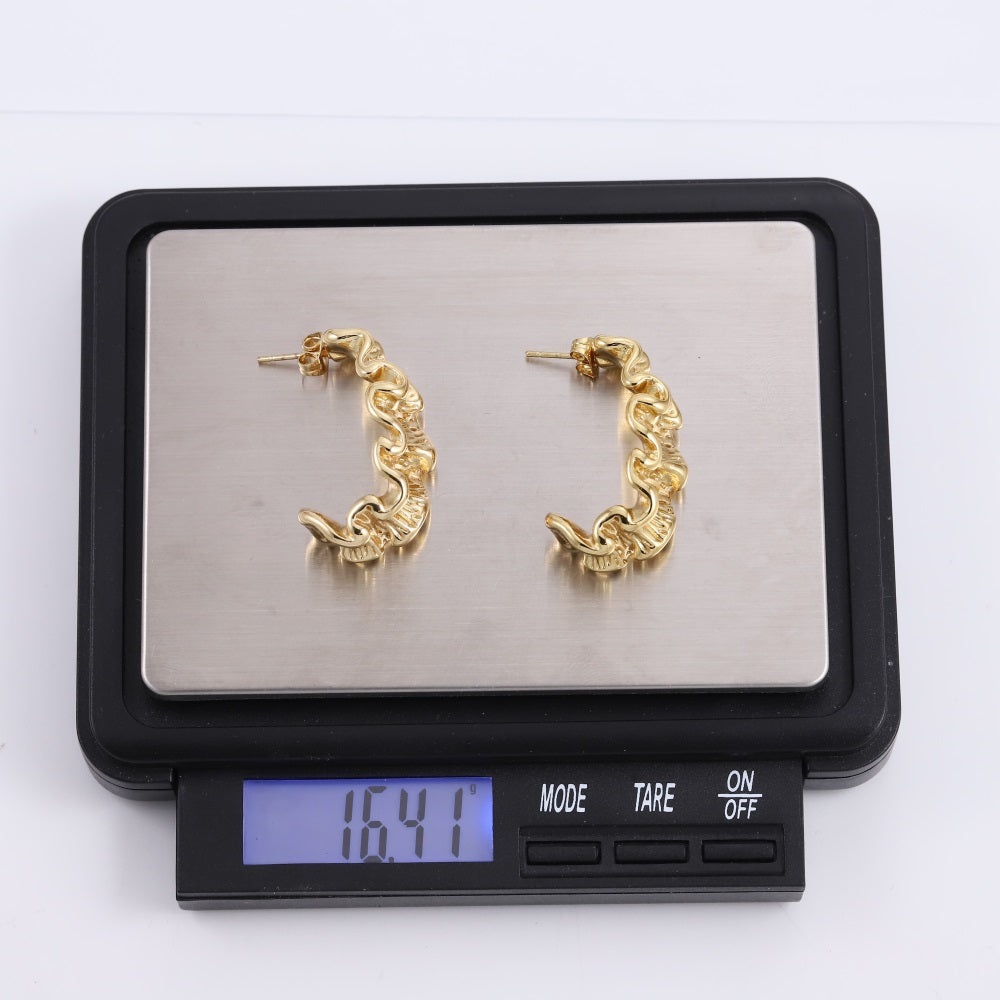 MESS101 STAINLESS STEEL CRINKLE STUD EARRING