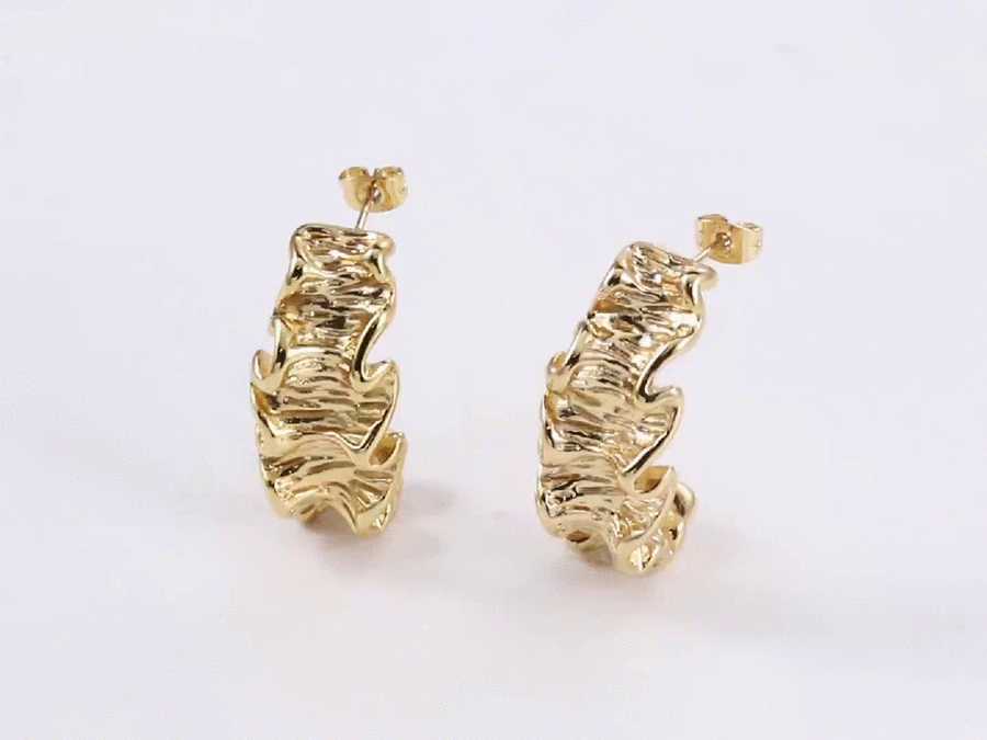 MESS101 STAINLESS STEEL CRINKLE STUD EARRING