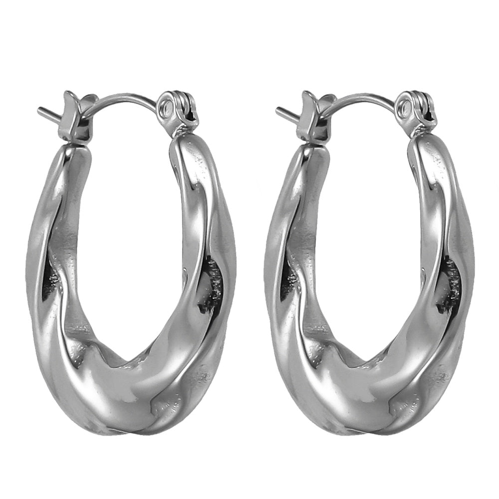 MESS49 STAINLESS STEEL ROUND HOOP EARRING