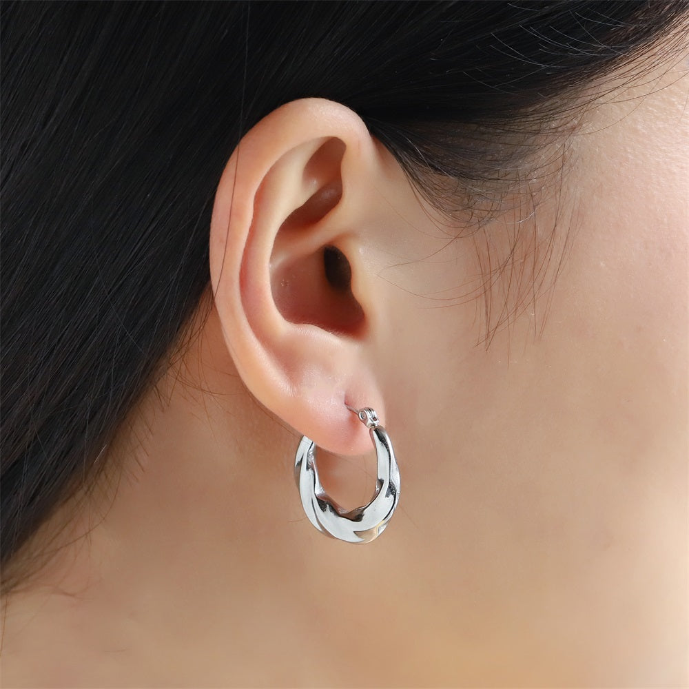 MESS49 STAINLESS STEEL ROUND HOOP EARRING
