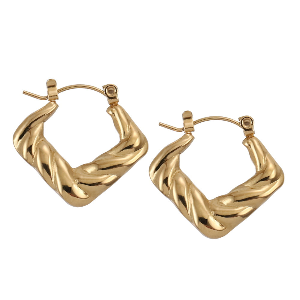 MESS50 STAINLESS STEEL SQUARE HOOP EARRING