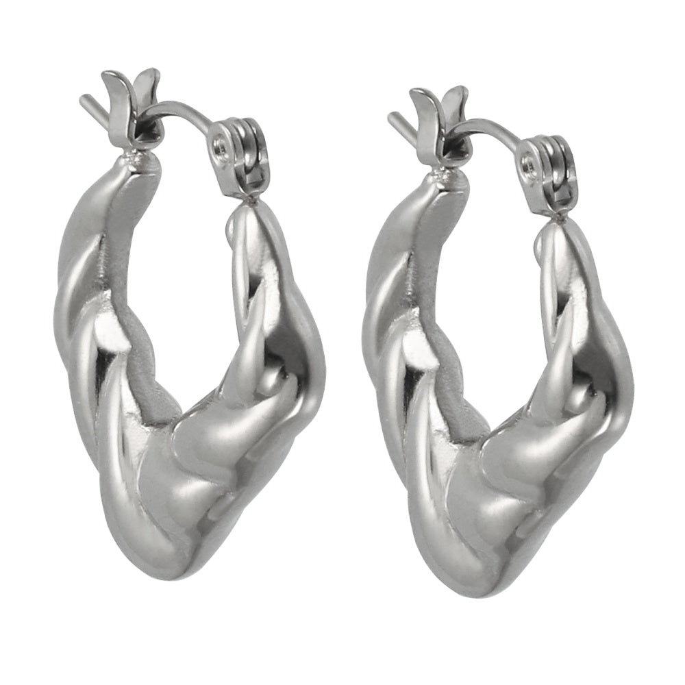 MESS50 STAINLESS STEEL SQUARE HOOP EARRING