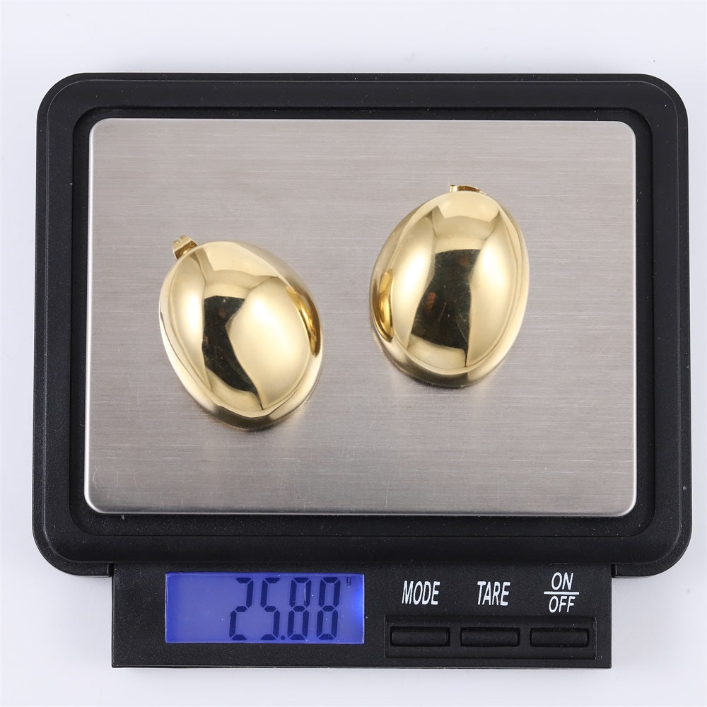 MESS57 STAINLESS STEEL OVAL EARRING