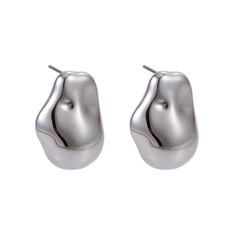 MESS62 STAINLESS STEEL BAROQUE SHAPED HOLLOW EARRING