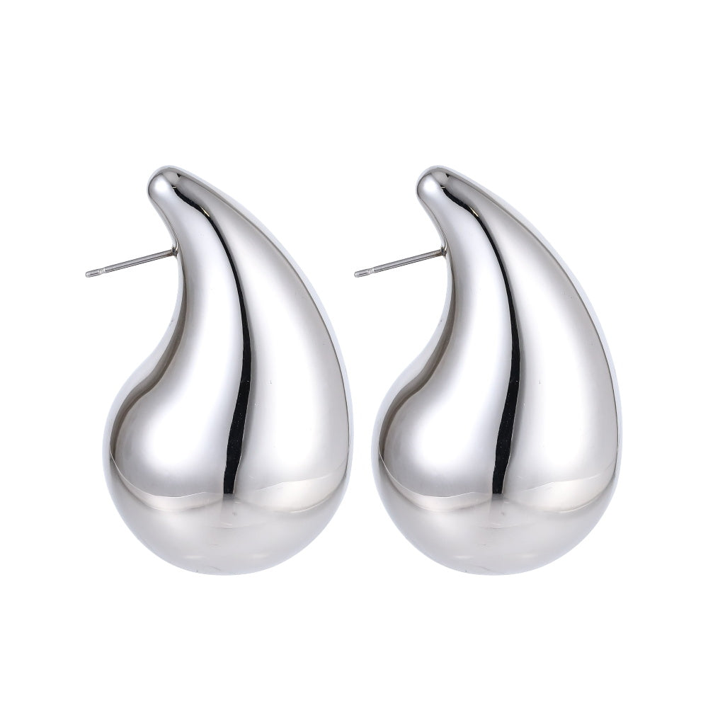 MESS63 STAINLESS STEEL CHUNKY TEARDROP HOLLOW EARRING