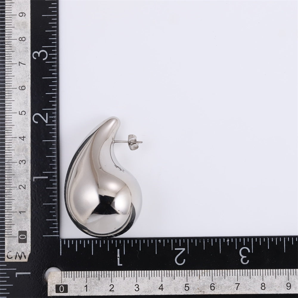 MESS63 STAINLESS STEEL CHUNKY TEARDROP HOLLOW EARRING