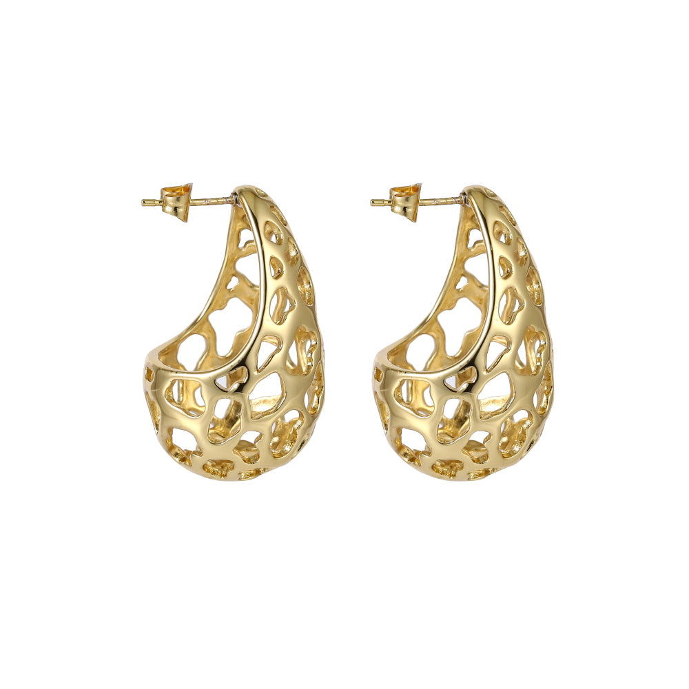 MESS74 STAINLESS STEEL HOLLOW WATERDROP EARRING