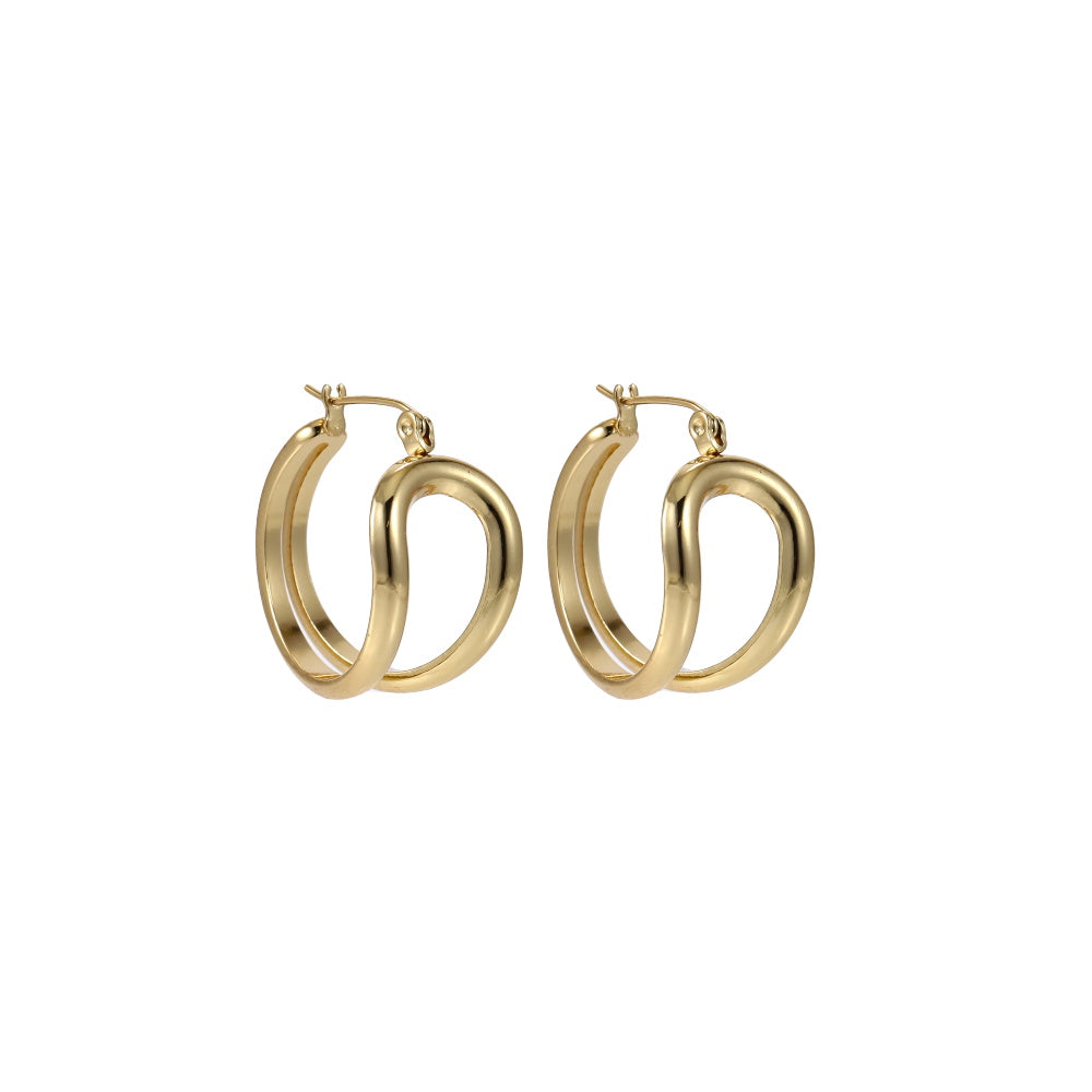 MESS75 STAINLESS STEEL DOUBLE LINE HOOP EARRING
